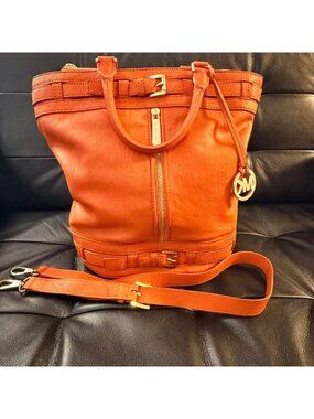 Vintage Michael Kors orange genuine leather kingsburry bucket bag